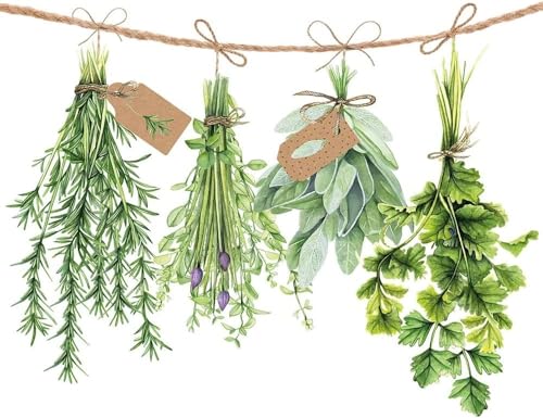 Servietten FRISCHE Garten-KRÄUTER in weiß & grün mediterrane Tisch-Deko Motiv Küchen-Kräuter Natural Living Tisch-Dekoration Frühling Sommer Ostern 40 Servietten von Miss Lovely