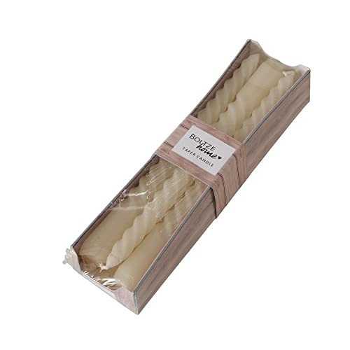 Spiralkerzen Creme/Elfenbein – 6er Set – Höhe 20 cm, Ø 2 cm – ca. 4 Std. Brenndauer – Gedrehte Stabkerzen – Für Hochzeit, Taufe, Dinner, Advent & Tischdeko von Miss Lovely