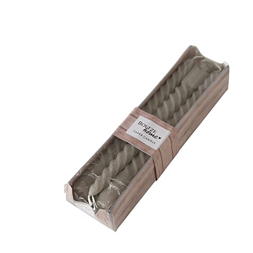 Spiralkerzen Taupe/Beige – 6er Set – Höhe 20 cm, Ø 2 cm – ca. 4 Std. Brenndauer – Gedrehte Stabkerzen – Neutrale Deko für Hochzeit, Dinner, Herbst & moderne Tischdeko von Miss Lovely