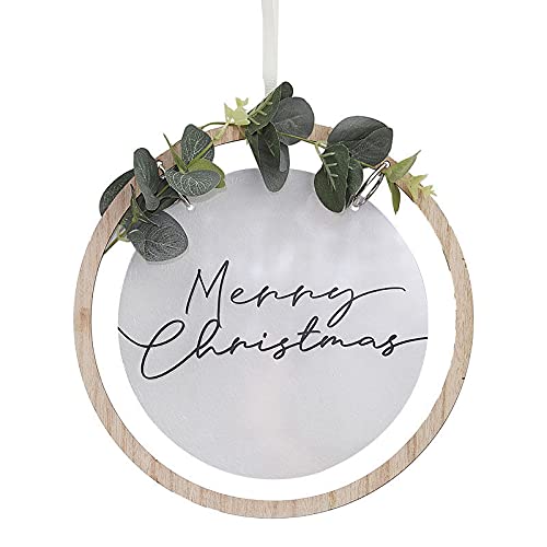 Weihnachts-Kranz MERRY CHRISTMAS Botanical Eukalyptus Deko-Kranz Tür- & Wand-Kranz Advents-Gesteck grün, weiß & natur aus Holz & Acryl Weihnachts-Deko Tür- & Wand-Dekoration Winter & Advent Ø 25 cm von Miss Lovely