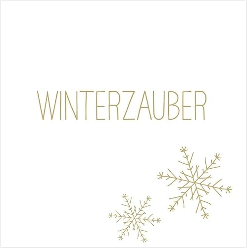 Weihnachts-Servietten WINTERZAUBER Statement-Servietten weiß & Gold mit Schneeflocken - Tisch-Deko Winter Advent Weihnachten Weihnachts-Feier 20 Servietten von Miss Lovely