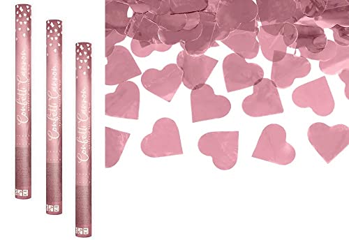 XXL Konfettikanone Hochzeit Herzen in rosé-gold Party Popper Hochzeits-Deko Zubehör Hochzeit Standesamt JGA Junggesellinnenabschied Valentinstag Liebe Papier-Konfetti Herzen Länge 60cm 3 Stück von Miss Lovely