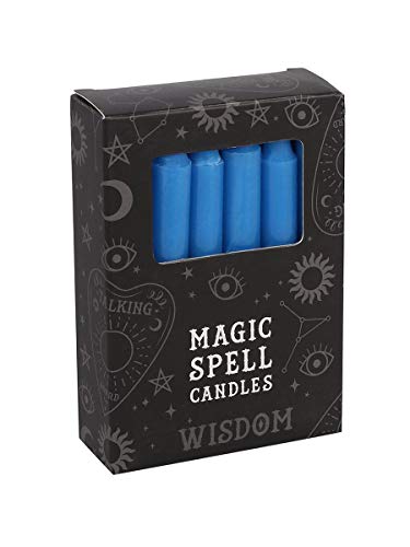 Grindstore Magic Spell-Wisdom Kerzen-Set, 10 cm, 10,3 x 7,3 x 2,5 cm, Blau, 12 Stück, 10.3 x 7.3 x 2.5 cms von Grindstore