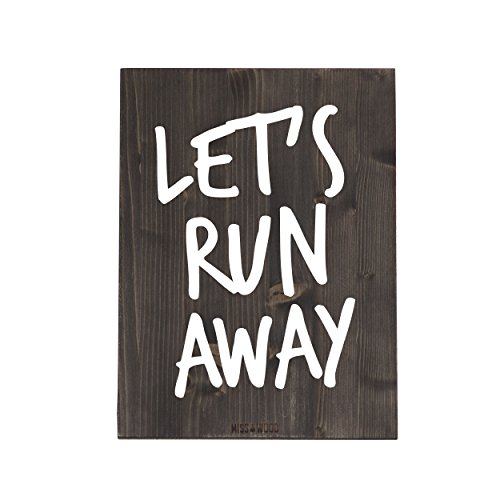 Miss Wood Woody M Wandbild aus Holz Handarbeit mit Design Let 's Run Away, schwarz von Miss Wood