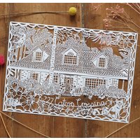Personalisierter Haus Scherenschnitt, Custom House Portrait Personalisierter Haus Scherenschnitt, Custom House Portrait von MissBespokePapercuts