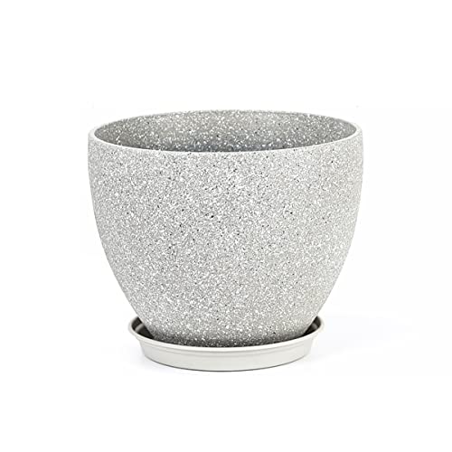 MissFox Blumentöpfe 9 inch Blumentopf mit Untersetzer, Runde Pflanzkübel Set aus Kunststoff, Übertopf 23 cm Durchmesser Flower Pot für Innen & Draussen, Pflanztopf für Home Balkon Garten von MissFox