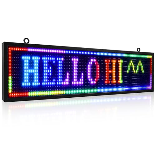 MissHome Indoor P10 Programmierbares LED-Schild, 100 x 19 cm, RGB-Farbscrolling-Nachrichtenbrett, SMD-Technologie, WLAN-Steuerung, HD-Display MissHome Indoor P10 Programmierbares LED-Schild, 100 x 19 cm, RGB-Farbscrolling-Nachrichtenbrett, SMD-Technologie, WLAN-Steuerung, HD-Display von MissHome