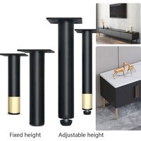 Metall Runde Möbelbeine Mittlere Stützbeine Für Lange Bank Sofa Verstellbar Schrank Tischfüße, Backfinish Support Leg Matte Balck von MissLilySister