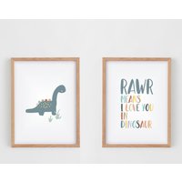 Bilddruck "Rawr Means I Love You in Dinosaur' | Kinderzimmer Babyzimmer Boho Boy Junge von MissMinnelliDESIGN