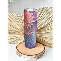 Edelstahl Thermobecher/Tumbler Mit Glitzer-Blumen /Ornamente/Lila/Grün von MissNadeloehr