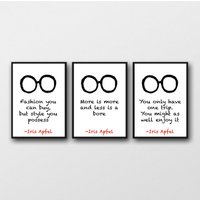 3Er Set Iris Apfel Mode Zitate - Ungerahmt Drucke von MissPicklePrints