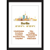 Berliner Stadtviertel Ungerahmter Druck - Ideales Geschenk Für Berliner/Berlin-Fans von MissPicklePrints