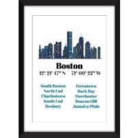 Boston Neighborhoods Ungerahmter Druck - Ideales Geschenk Für Bostonianer von MissPicklePrints