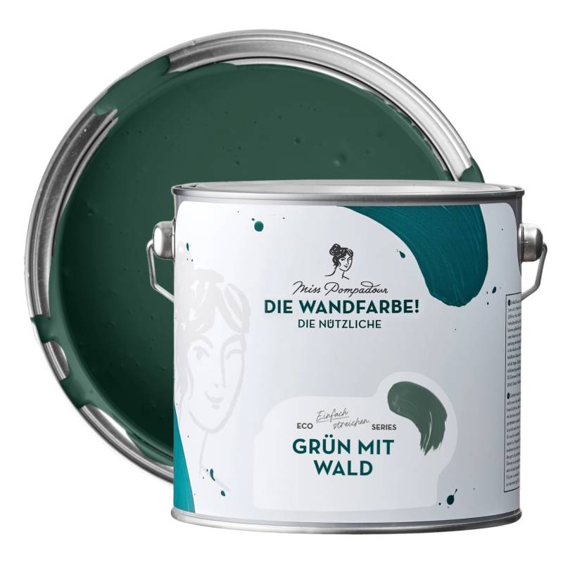 MissPompadour Abwaschbare Wandfarbe Grün mit Wald 2,5L Hochdeckend Scheuerbeständig von MissPompadour