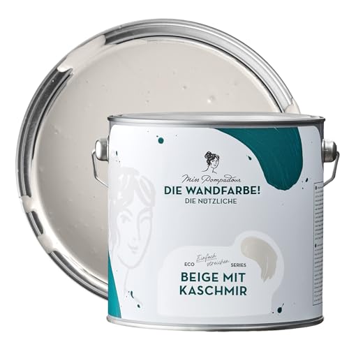 MissPompadour abwaschbare Wandfarbe Beige mit Kaschmir 2,5L - hohe Deckkraft & Ergiebigkeit - matte, scheuerbeständige Innenfarbe - geruchsarm, wasserbasiert, atmungsaktiv - Die Nützliche von MissPompadour