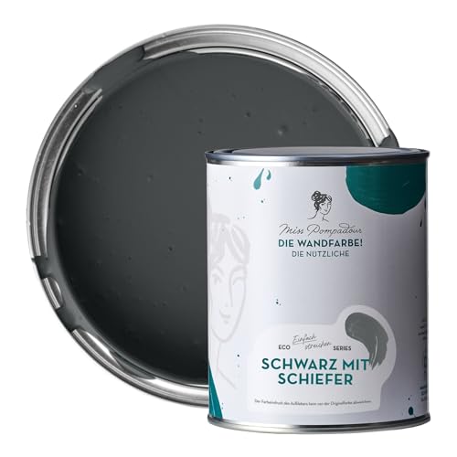 MissPompadour abwaschbare Wandfarbe Schwarz mit Schiefer 1L - hohe Deckkraft & Ergiebigkeit - matte, scheuerbeständige Innenfarbe - geruchsarm, wasserbasiert, atmungsaktiv - Die Nützliche MissPompadour abwaschbare Wandfarbe Schwarz mit Schiefer 1L - hohe Deckkraft & Ergiebigkeit - matte, scheuerbeständige Innenfarbe - geruchsarm, wasserbasiert, atmungsaktiv - Die Nützliche von MissPompadour