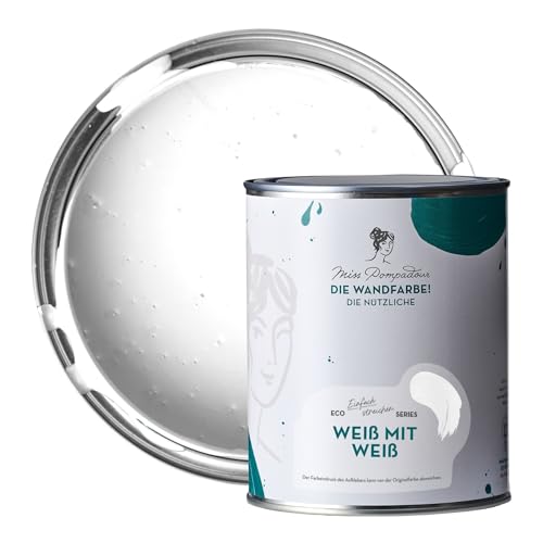 MissPompadour abwaschbare Wandfarbe Weiß mit Weiß 1L - hohe Deckkraft & Ergiebigkeit - matte, scheuerbeständige Innenfarbe - geruchsarm, wasserbasiert, atmungsaktiv - Die Nützliche MissPompadour abwaschbare Wandfarbe Weiß mit Weiß 1L - hohe Deckkraft & Ergiebigkeit - matte, scheuerbeständige Innenfarbe - geruchsarm, wasserbasiert, atmungsaktiv - Die Nützliche von MissPompadour