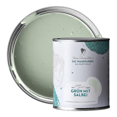 MissPompadour edelmatte Wandfarbe Grün mit Salbei 1L - sehr hohe Deckkraft - geruchsneutrale, spritzfreie Farbe - atmungsaktive, wasserbasierte Innenfarbe/Deckenfarbe - Die Wertvolle MissPompadour edelmatte Wandfarbe Grün mit Salbei 1L - sehr hohe Deckkraft - geruchsneutrale, spritzfreie Farbe - atmungsaktive, wasserbasierte Innenfarbe/Deckenfarbe - Die Wertvolle von MissPompadour