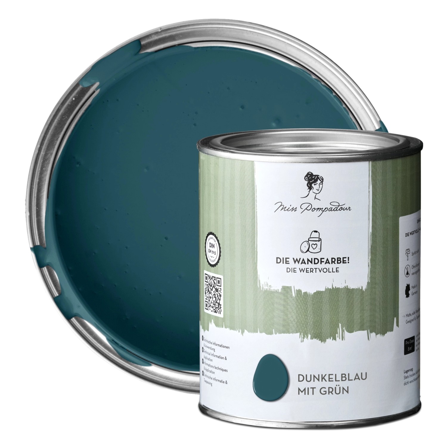 MissPompadour Extramatte Wandfarbe Dunkelblau mit Grün 1L Hochdeckend Spritzfrei MissPompadour Extramatte Wandfarbe Dunkelblau mit Grün 1L Hochdeckend Spritzfrei von MissPompadour