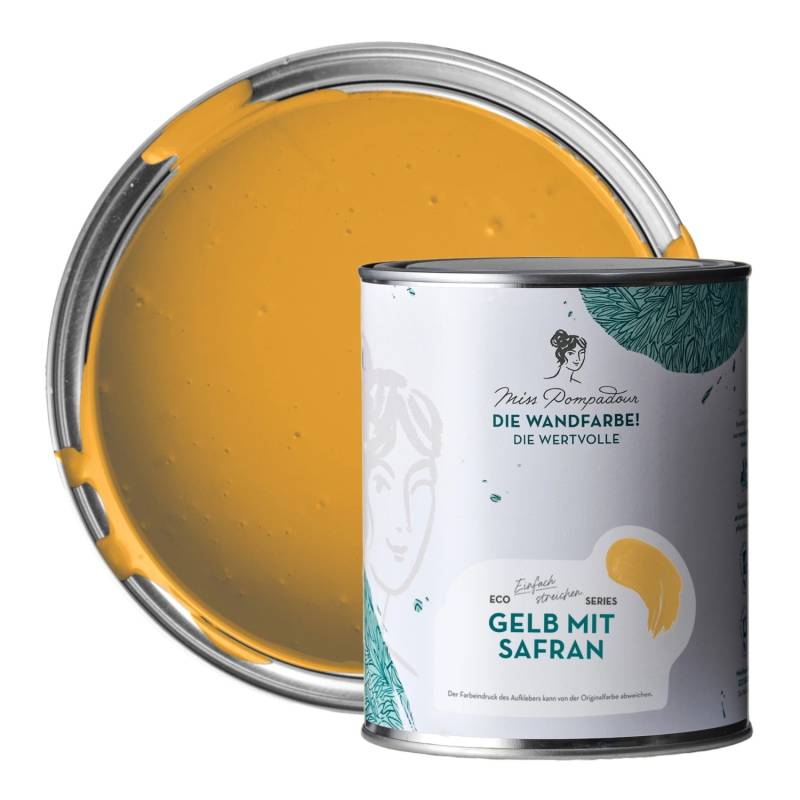 MissPompadour Extramatte Wandfarbe Gelb mit Safran 1L Hochdeckend Spritzfrei von MissPompadour