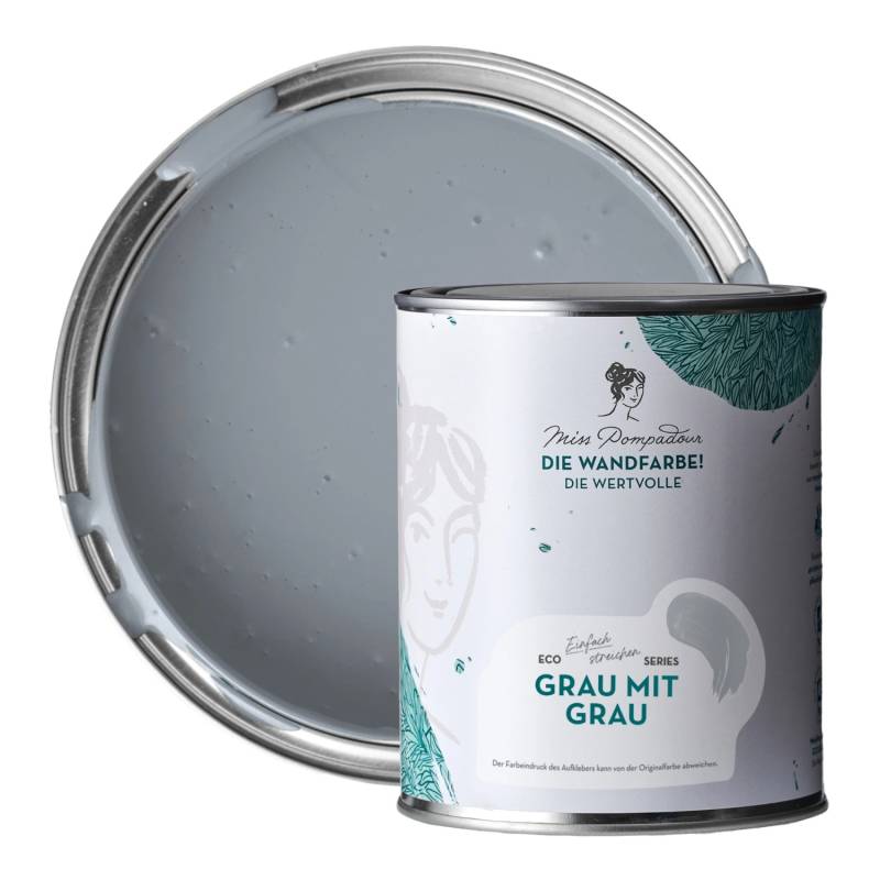 MissPompadour Extramatte Wandfarbe Grau mit Grau 1L Hochdeckend Spritzfrei von MissPompadour