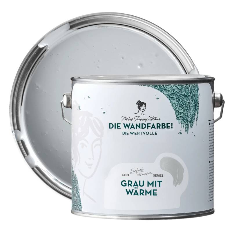 MissPompadour Extramatte Wandfarbe Grau mit Wärme 2,5L Hochdeckend Spritzfrei von MissPompadour