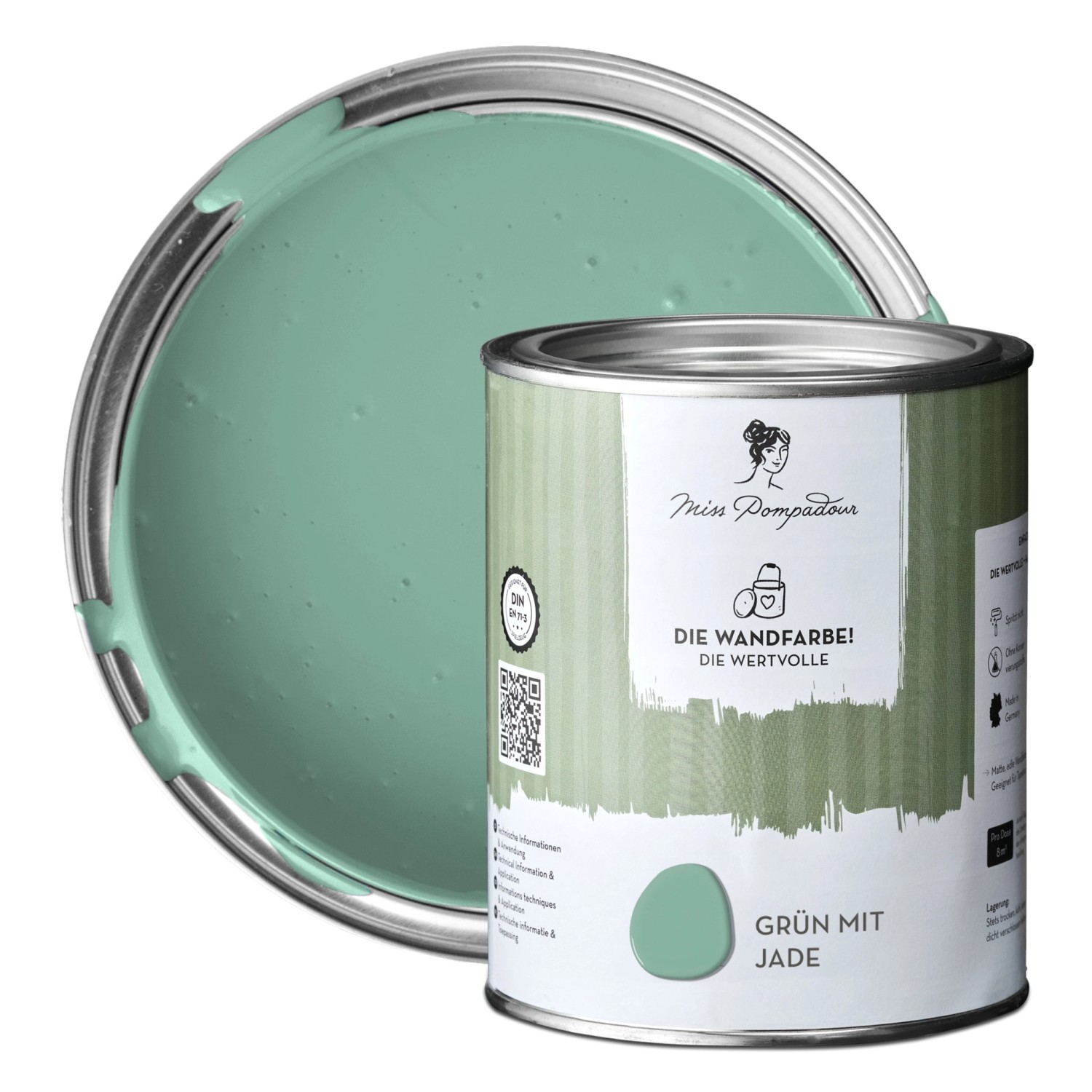 MissPompadour Extramatte Wandfarbe Grün mit Jade 1L Hochdeckend Spritzfrei MissPompadour Extramatte Wandfarbe Grün mit Jade 1L Hochdeckend Spritzfrei von MissPompadour