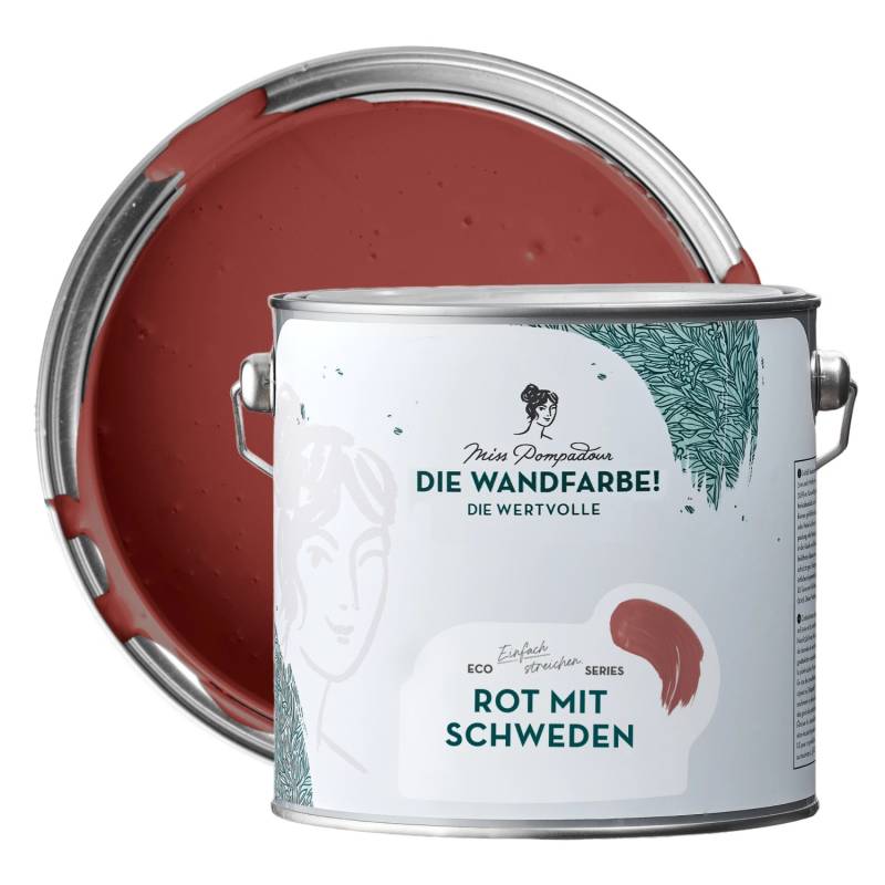 MissPompadour Extramatte Wandfarbe Rot mit Schweden 2,5L Hochdeckend Spritzfrei von MissPompadour