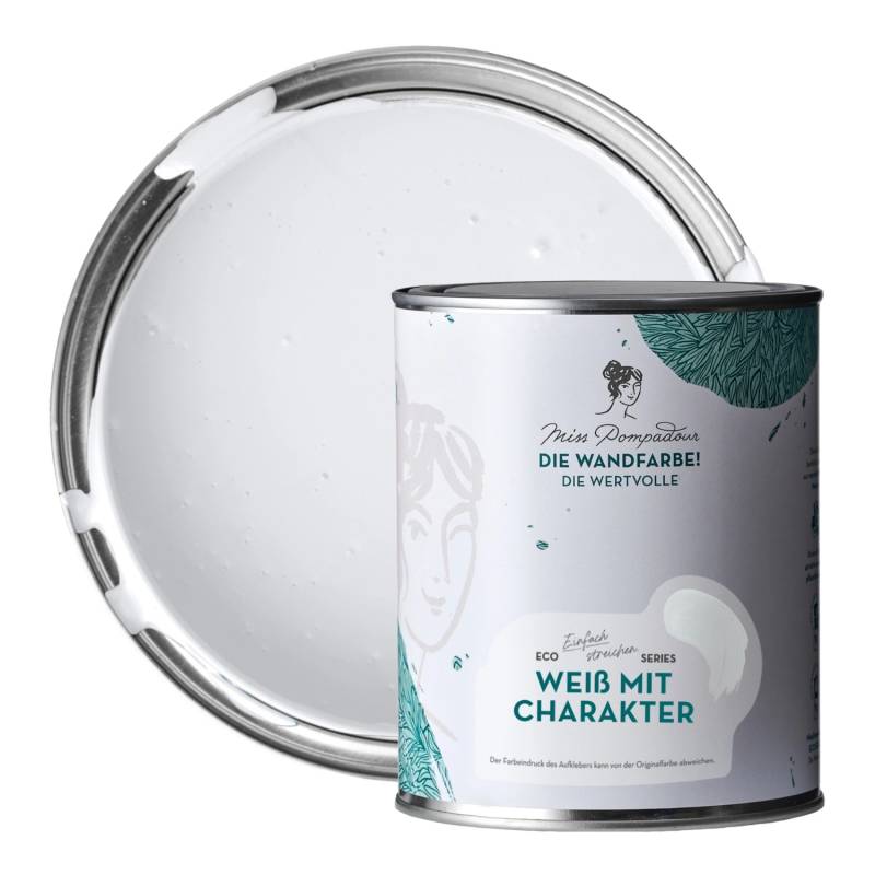 MissPompadour Extramatte Wandfarbe Weiß mit Charakter 1L Hochdeckend Spritzfrei von MissPompadour