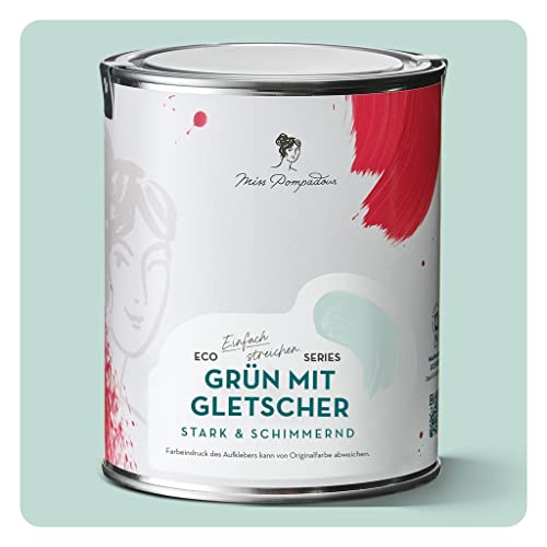 MissPompadour seidenmatte Holzfarbe Innen & Außen 1L Grün mit Gletscher, Möbelfarbe ohne Schleifen - Farbe für Holz, Metall, Kunststoff - Holzlack, Möbellack schnelltrocknend mit hoher Deckkraft von MissPompadour