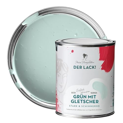 MissPompadour seidenmatte Holzfarbe Innen & Außen 1L Grün mit Gletscher, Möbelfarbe ohne Schleifen - Farbe für Holz, Metall, Kunststoff - Holzlack, Möbellack schnelltrocknend mit hoher Deckkraft von MissPompadour