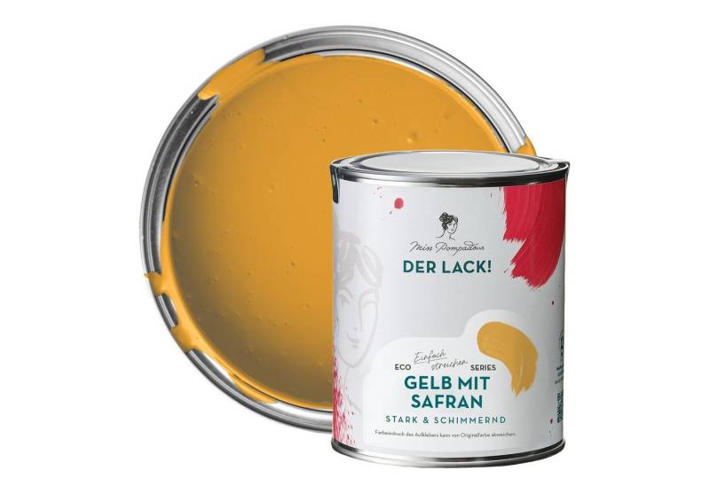 MissPompadour Holzlack Gelb mit Safran - seidenmatte Holzfarbe Innen & Außen 1L, hochdeckender Lack ohne Schleifen - für Holz, Metall, Kunststoff von MissPompadour