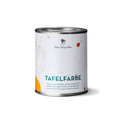 MissPompadour transparente Tafelfarbe 750 ml für Innen & Außen - abwaschbar, mit Kreide beschreibbar - matter Tafellack, schnelltrocknend, wasserbasiert, Made in Germany von MissPompadour