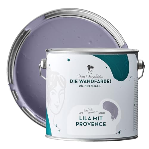 MissPompadour abwaschbare Wandfarbe Lila mit Provence 2,5L - hohe Deckkraft & Ergiebigkeit - matte, scheuerbeständige Innenfarbe - geruchsarm, wasserbasiert, atmungsaktiv - Die Nützliche von MissPompadour