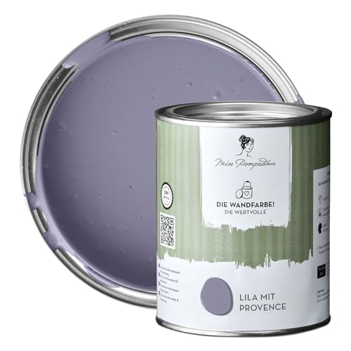 MissPompadour edelmatte Wandfarbe Lila mit Provence 1L - sehr hohe Deckkraft - geruchsneutrale, spritzfreie Farbe - atmungsaktive, wasserbasierte Innenfarbe/Deckenfarbe - Die Wertvolle von MissPompadour