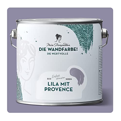 MissPompadour edelmatte Wandfarbe Lila mit Provence 2,5L - sehr hohe Deckkraft - geruchsneutrale, spritzfreie Farbe - atmungsaktive, wasserbasierte Innenfarbe/Deckenfarbe - Die Wertvolle von MissPompadour