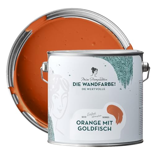 MissPompadour edelmatte Wandfarbe Orange mit Goldfisch 2,5L - sehr hohe Deckkraft - geruchsneutrale, spritzfreie Farbe - atmungsaktive, wasserbasierte Innenfarbe/Deckenfarbe - Die Wertvolle von MissPompadour