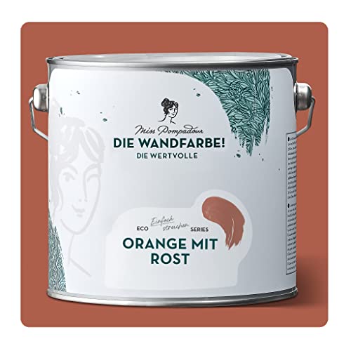 MissPompadour edelmatte Wandfarbe Orange mit Rost 2,5L - sehr hohe Deckkraft - geruchsneutrale, spritzfreie Farbe - atmungsaktive, wasserbasierte Innenfarbe/Deckenfarbe - Die Wertvolle von MissPompadour