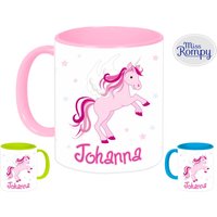 Einhorn | 849 Pony Mit Name Und Themendruck Tasse Kindertasse Becher Katzentasse Passend Zu Rucksack Brotdose Motivtasse von MissRompy