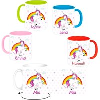 Missromy Einhorn | 869 Pony Mit Name Und Themendruck Tasse Kindertasse Becher Katzentasse Passend Zu Rucksack, Brotdose Beuteln von MissRompy
