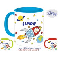 Rakete | 837 Kindertasse Mit Name Und Themendruck Tasse Becher Katzentasse Passend Zu Rucksack, Brotdose Beuteln von MissRompy