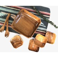 Vintage Salat Schale Set | Siebenteilige Holz Servierschalen Boho Serveware von MissSarahBelle