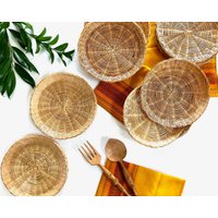 Vintage Tellerhalter | Set Von 6+ Pappteller Wicker Halter Boho, 70Er Jahre Picknick Serviergeschirr von MissSarahBelle
