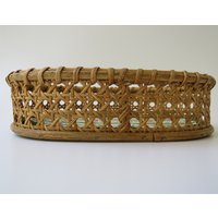 Vintage Brotkorb Brötchekorb Wiener Geflecht 50Er Jahre Rattan Bambus von MissTellGeschenke
