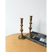 Antikes Paar Kerzenhalter Aus Messing, Bezahlt Von Kerzenhalter, Rustikale Wohnkultur von MissVintageBox