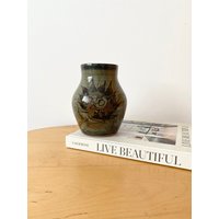 Keramik Vase, Handbemalte Blumenvase, Handgemachte Braune Erdtöne von MissVintageBox