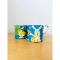 Set Mit 2 Handbemalten Tassen, Ostern 2003, Häschen-Tasse, Huhn-Tasse von MissVintageBox