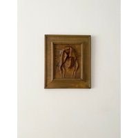 Jungfrau Heiraten 3D Relief Kunstwerk, Braunes Leder Gerahmt Religiöse Wandbehang von MissVintageBox