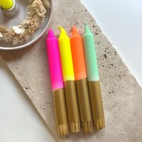 Dip Dye Kerzen/Neon Gull Gold Geschenk 4Er Set von MissWildhorse