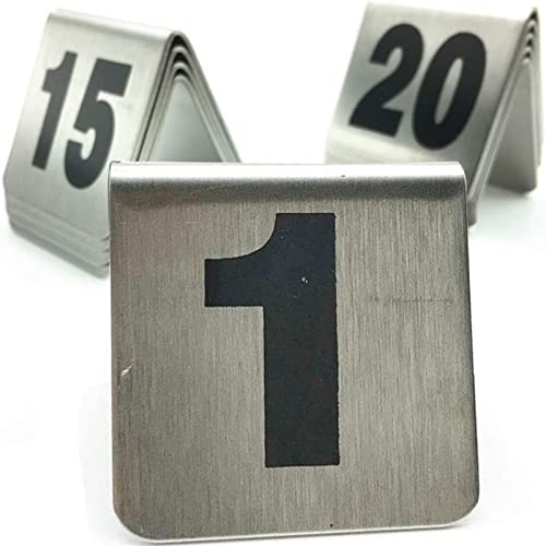 Restaurant-Tischnummernschilder aus Edelstahl – robust und wiederverwendbar – Tischnummern Karten für Hochzeiten Bankett – doppelseitige Tischschilder Tischnummern 1-50/1-100 (1 bis 50, 5 x 5 cm) von MissYin